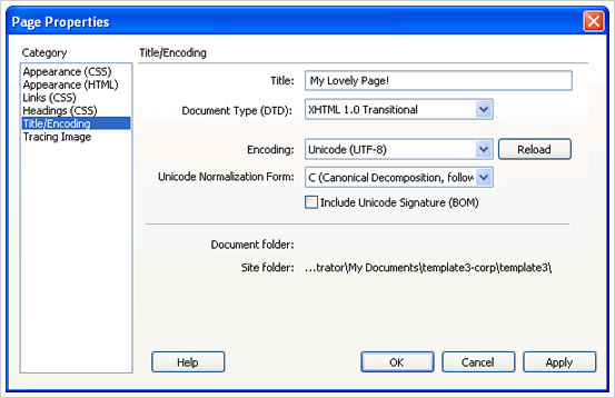 Title - Page Properties